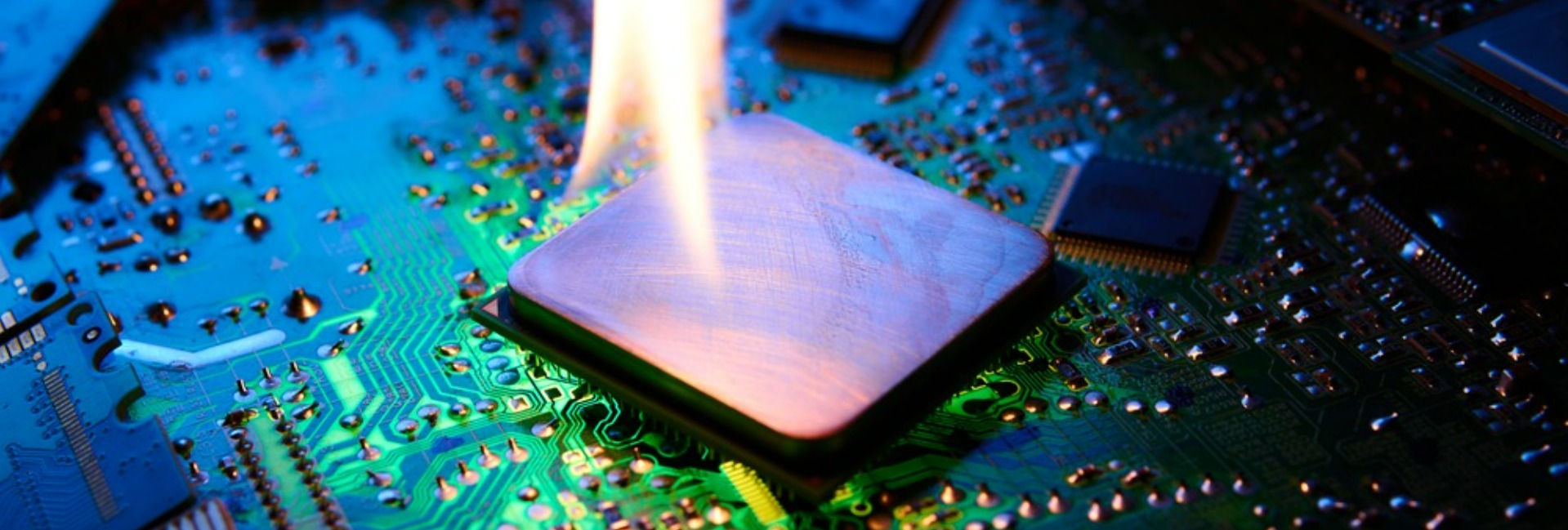  Central Processor Flame on the Printed Circuit Board